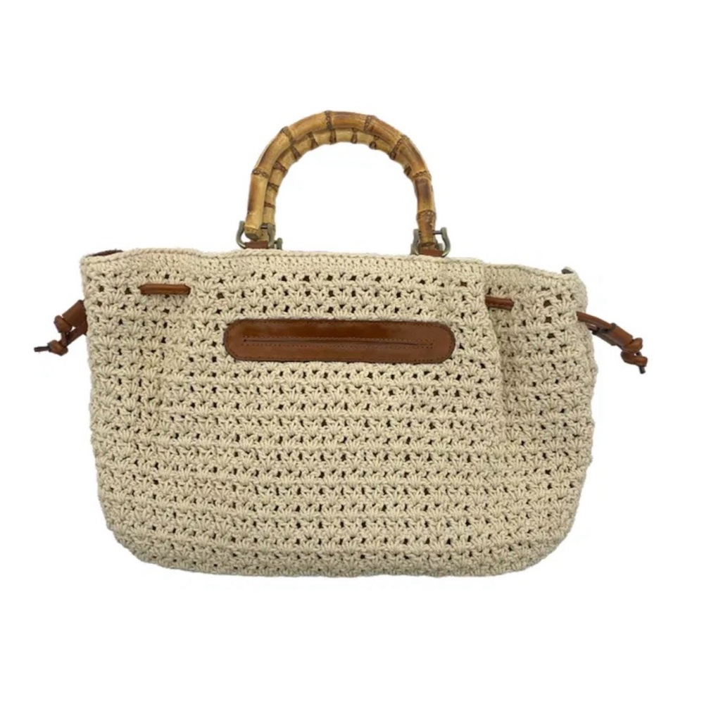 NWT Patricia Nash Crochet Bamboo Handle Bag - Picture 2 of 9